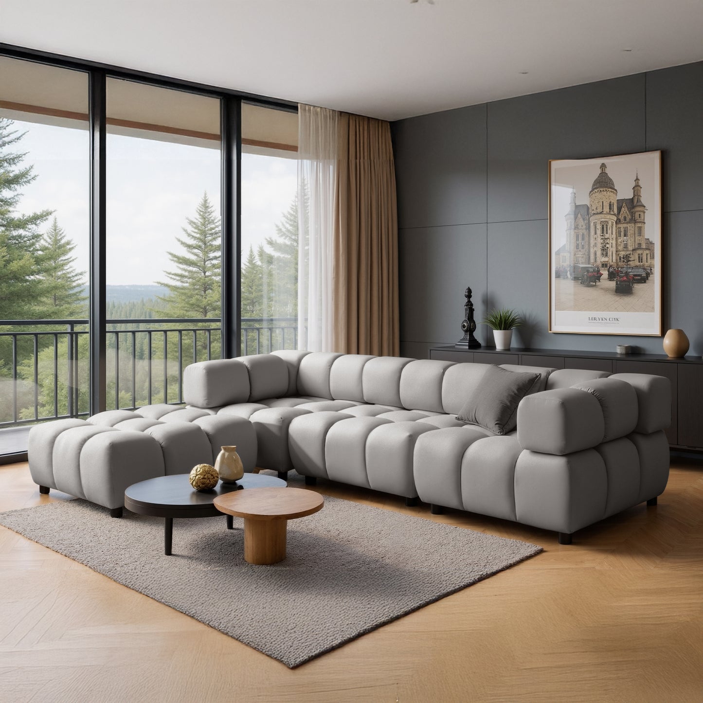 Corner sofa TONDO LC/RC 192 x 288 cm Bluvel 03 light gray