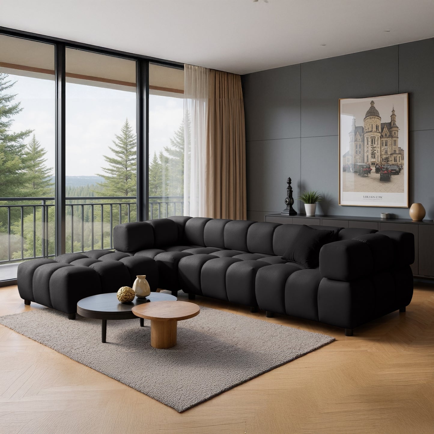 Corner Sofa TONDO LC/RC 192 x 288 cm Bluvel 19, black