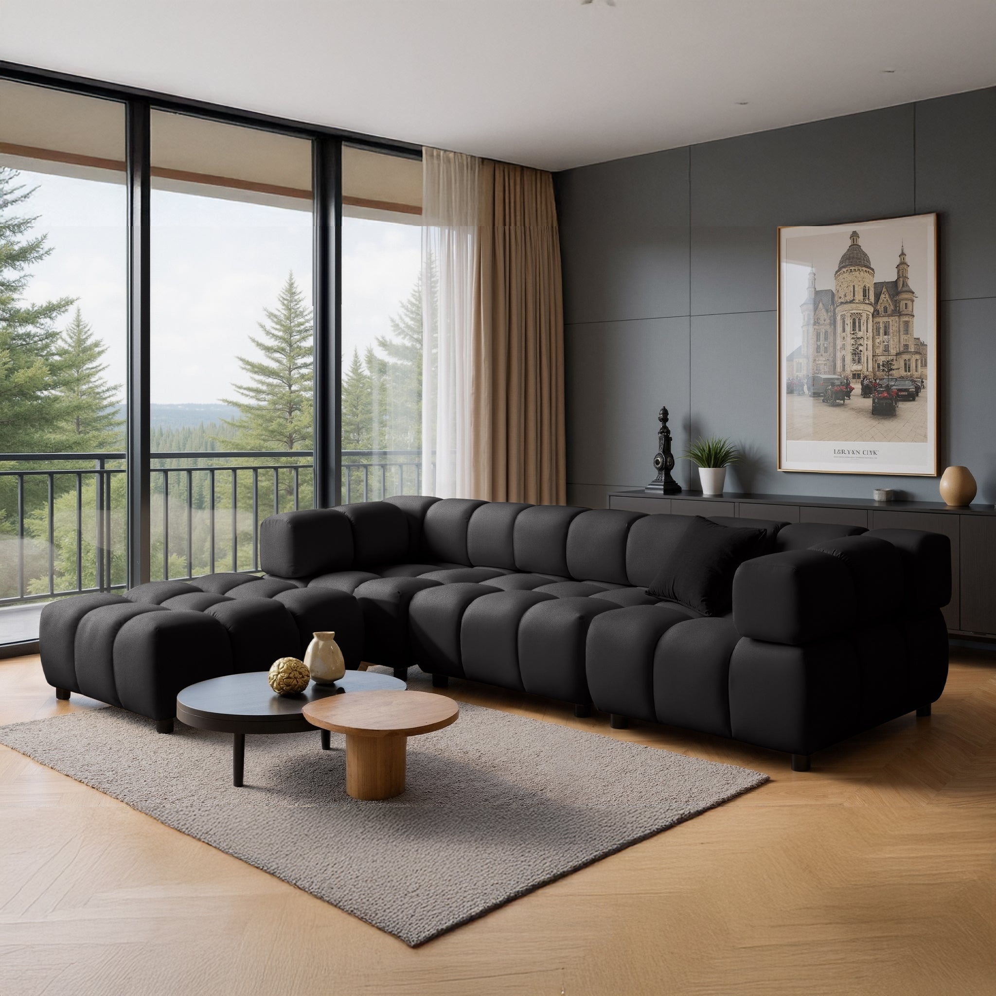 Corner Sofa TONDO LC/RC 192 x 288 cm Bluvel 19, black